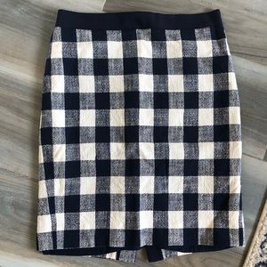 J.Crew Factory Navy Gingham Checked Pencil Skirt